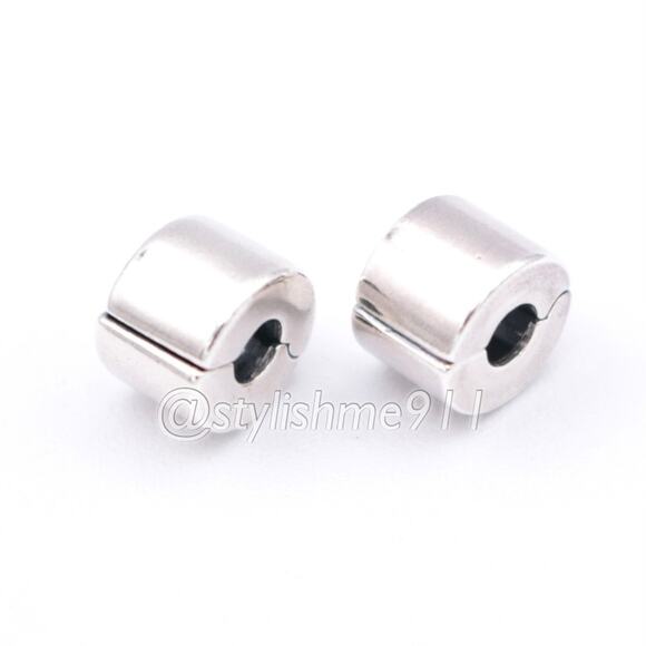 Two - Authentic PANDORA Smooth Plain Clips - 790138 - Picture 3 of 10